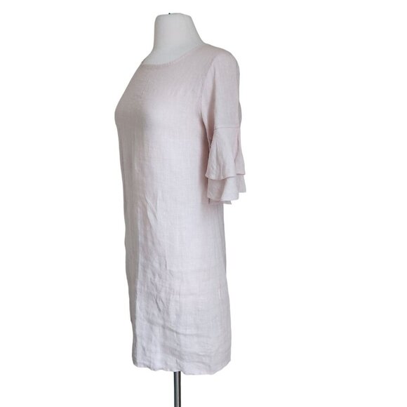 Francesca Bettin 100% Linen‎ Shift Dress S Layered Bell Sleeves Pink Made Italy - Picture 3 of 16